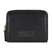 MARC JACOBS THE LEATHER ZIP壓印LOGO拉鍊卡片零錢包 黑