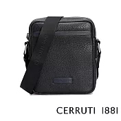 【Cerruti 1881】限量2折 義大利頂級小牛皮斜背包肩背包 全新專櫃展示品(黑色 CEBO05906M)