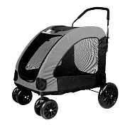 （預購）摩達客寵物-大狗老年犬適用加強版承重前後雙門摺疊寵物推車-三色可選 (70KG以下寵物猫狗適用) 灰色