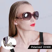 【SUNS】淑女偏光墨鏡 優雅蝶飾大框名媛款 寶麗來太陽眼鏡 輕量/防眩光/抗UV400 淡紫框