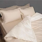 【麗塔寢飾】60支紗精梳棉 雙人床包薄被套四件式 特調系列- 多多+象牙白