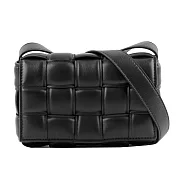 BOTTEGA VENETA 小羊皮Padded Cassette枕頭編織包(小款) (黑色/金釦)