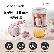 Oceanrich歐新力奇 仿手沖/濾掛式二合一便攜旋轉萃取咖啡機-(黑/粉/紅) S3PLUS 粉