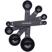 《KitchenCraft》磁柄雙頭量匙4件(黑) | 料理匙 量勺 量杓