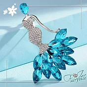 【伊飾童話】藍海人魚＊水晶尾別針胸針/ 藍