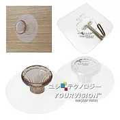 (2入)無痕貼 免打孔 典雅清透圓型門把手 輔助手把 掛架+(5入)強力無痕掛勾 無痕勾 金屬掛勾_ 棕色