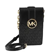 MICHAEL KORS 滿版LOGO皮革手機斜背包 黑色