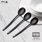 台灣SGS檢驗合格316不銹鋼北歐風長柄湯匙六入組-兩色任選 質感黑