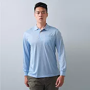 【遊遍天下】男款抗UV防曬吸濕排汗機能長袖POLO衫(GL1037) 2XL 淡藍