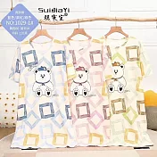 【Wonderland】爽膚棉短袖居家服睡衣洋裝 FREE 愛心腳丫熊(綠)