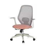 IDEA-繽紛圓潤低背辦公電腦椅(兩色可選) 亞麻布坐墊-粉色淺灰框款