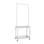 【居家cheaper】多功能落地衣帽架推車60CM寬(附輪組) 衣帽架 衣架組 單桿衣架 吊衣架組 簡約衣架 60CM 大理石白管白輪