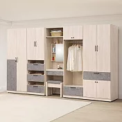 Homelike 喜家居11尺衣櫃組(含化妝椅)-清水模拼色(2305)