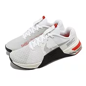 Nike 訓練鞋 Wmns Metcon 8 女鞋 白 紅 健身 重訓 舉重 運動鞋 DO9327-102 25.5cm WHITE/GREY