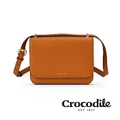 【Crocodile】鱷魚皮件 Naturale 3.0系列 側背包 橫式翻蓋斜背包 義大利植鞣-0104-10305-兩色任選 咖啡色