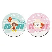 【LINE Friends】軟式珪藻土杯墊 外太空 杯墊 熊大 兔兔 矽藻土 (2入/組)(10*10*0.5cm) 漂浮宇宙