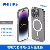【Philips 飛利浦】Apple iPhone 14 Pro 6.1吋磁吸式防摔殼 透明強化版(DLK6107T/96)
