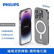 【Philips 飛利浦】Apple iPhone 14 Pro Max 6.7吋磁吸式防摔殼 透明強化版(DLK6109T/96)