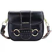SEE BY CHLOE Saddie 山羊皮復古銅環肩背包 黑色