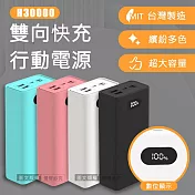 MIT台灣製 LED數位顯示 PD+QC+PPS 22W雙向快充行動電源 H30000 純淨白