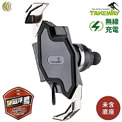 臺灣TAKEWAY雙磁浮減震版無線充電15W黑隼Z手機座T-PH06-AnvPro(適長途旅行/環島/外送員/跑業務)