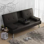 IDEA-時尚簡約風皮革沙發床 深咖啡色