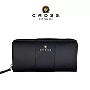 【CROSS】臺灣總經銷 限量1折 賈姬限定款頂級小牛皮拉鍊長夾 全新專櫃展示品 (黑色 贈禮盒提袋)