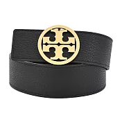 TORY BURCH MILLER荔枝紋牛皮雙面寬皮帶- S 黑金