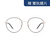 【大學眼鏡_配到好980】流行百搭款黑金光學眼鏡 9001-C3 黑