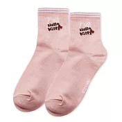 【ONEDER 旺達棉品】三麗鷗中統羅紋襪 Hello Kitty長襪 台灣製棉襪女襪- 粉-KT-A403