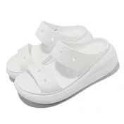 Crocs 涼拖鞋 Classic Crush Sandal 男鞋 女鞋 白 泡芙涼鞋 雙帶拖鞋 207670100 25cm WHITE