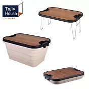 【Truly House】多合一大容量摺疊收納箱 原木露營桌/收納籃(三色任選)  米色