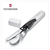 VICTORINOX 瑞士維氏 Swiss Classic 餐具三件組 削皮刀、叉、匙套裝 黑色/橘色 6.7192 F3/6.7192 F9 黑色