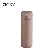 【WOKY 沃廚】輕量輕芯鈦瓷易潔層彈蓋保溫瓶 450ML(5色可選) 奶茶色