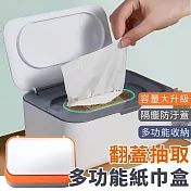 【EZlife】大容量多功能翻蓋抽取式紙巾盒 灰白