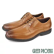 【GREEN PHOENIX】男 紳士皮鞋 商務皮鞋 皮鞋 全真皮 牛皮 綁帶 臺灣製 EU39 棕色