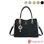 Roberto Mocali - 義大利諾貝兔典雅幸運草兔兔鑽石托特手提肩斜背包-共5色 黑色