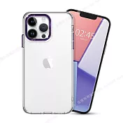 City for iPhone 13 Pro Max 6.7 金屬鏡頭框透明軍規殼 紫色