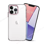 City for iPhone 13 Pro Max 6.7 金屬鏡頭框透明軍規殼 粉紅色