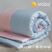 【麗塔寢飾】8*7尺特大 莫代爾 雙色涼被- 水藍+粉紅