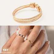 YAY You Are Young 法國品牌 Diamanté 鑽石切割髮絲紋 四層戒指 金色 M