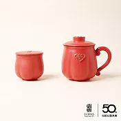 【陸寶LOHAS】如意成雙禮盒 蓋杯與茶葉罐組合 雙器成禮 好運加倍 富貴紅