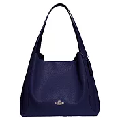 COACH 素面皮革托特包-深藍