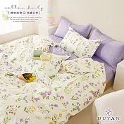 【DUYAN 竹漾】精梳純棉雙人加大四件式鋪棉兩用被床包組 / 綠葉花漾 台灣製