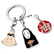日本Seisen清泉株式會社神隱少女水鑽黃金屬掛飾3環鑰匙圈JH-22(可分開吊飾:無臉男/坊寶寶/油屋)吉卜力宮崎駿千と千尋の神隠し 無