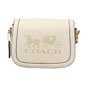 COACH 馬車LOGO翻蓋斜背馬鞍包-白