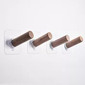 【居家達人】強力無痕貼實木掛勾_加長上翹款4入/組_2款任選  胡桃木