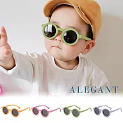 【ALEGANT】丹麥時尚小手設計兒童專用輕量矽膠彈性太陽眼鏡/UV400圓框偏光墨鏡 無 香草綠