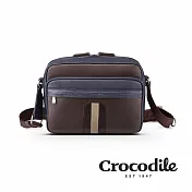 【Crocodile】鱷魚皮件 Mocha系列 男斜背包推薦 橫式側背包 真皮包包-0104-10403-新品上市 咖啡色