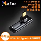 【魔宙】USB4 PD100W 40Gb Type-C 8K 60Hz 磁吸轉接頭-中彎頭